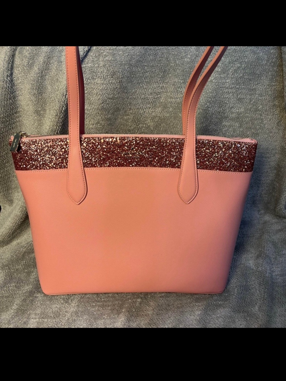 Kate Spade pink New York Flash Glitter trim Tote purse Barbie